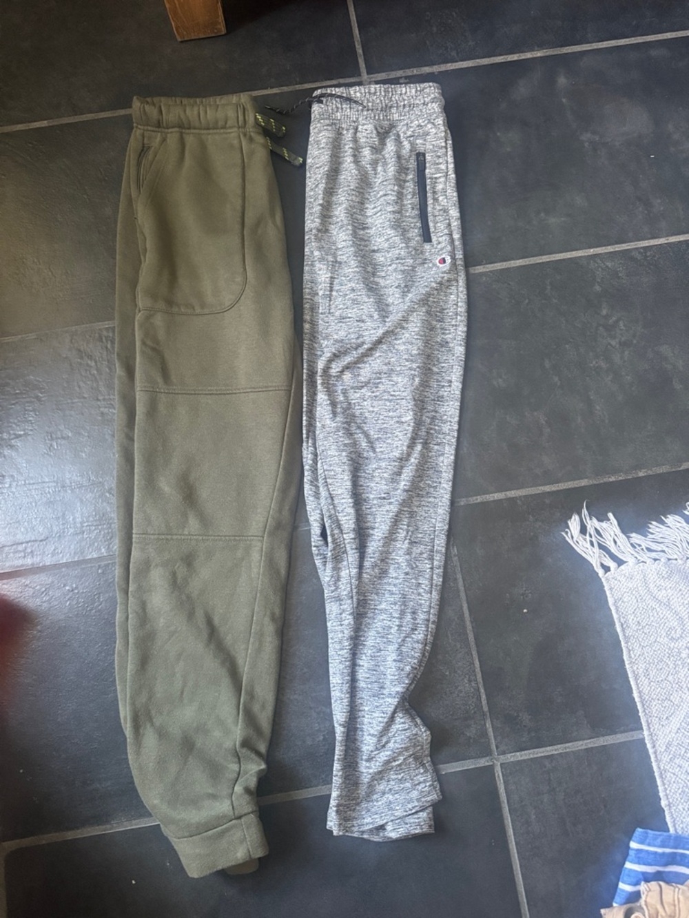 Champion Kids Sweatpants in Olive Green & Gray Heather